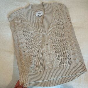 Pistola Taupe Cable Knit V-Neck Sweater